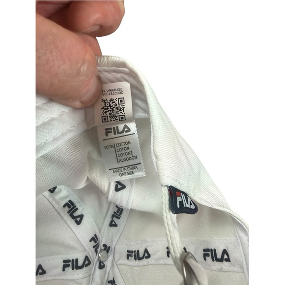FILA Dad Hat Adjustable One Size White Cotton Logo Cap NEW - Picture 6 of 6